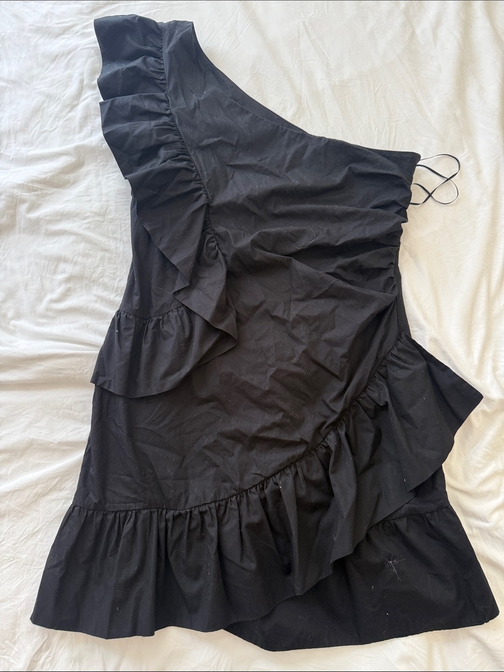 Black One-Shoulder Ruffle Dress - Women
